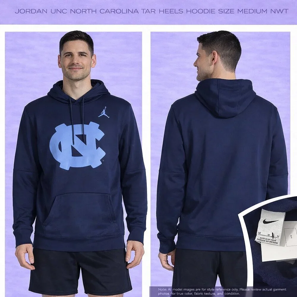 Jordan Men's North Carolina Tar Heels Hoodie with Emblem Size Medium Size M NWT